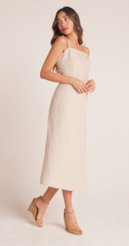 Fitted Cami Midi Dress-Linen Sand