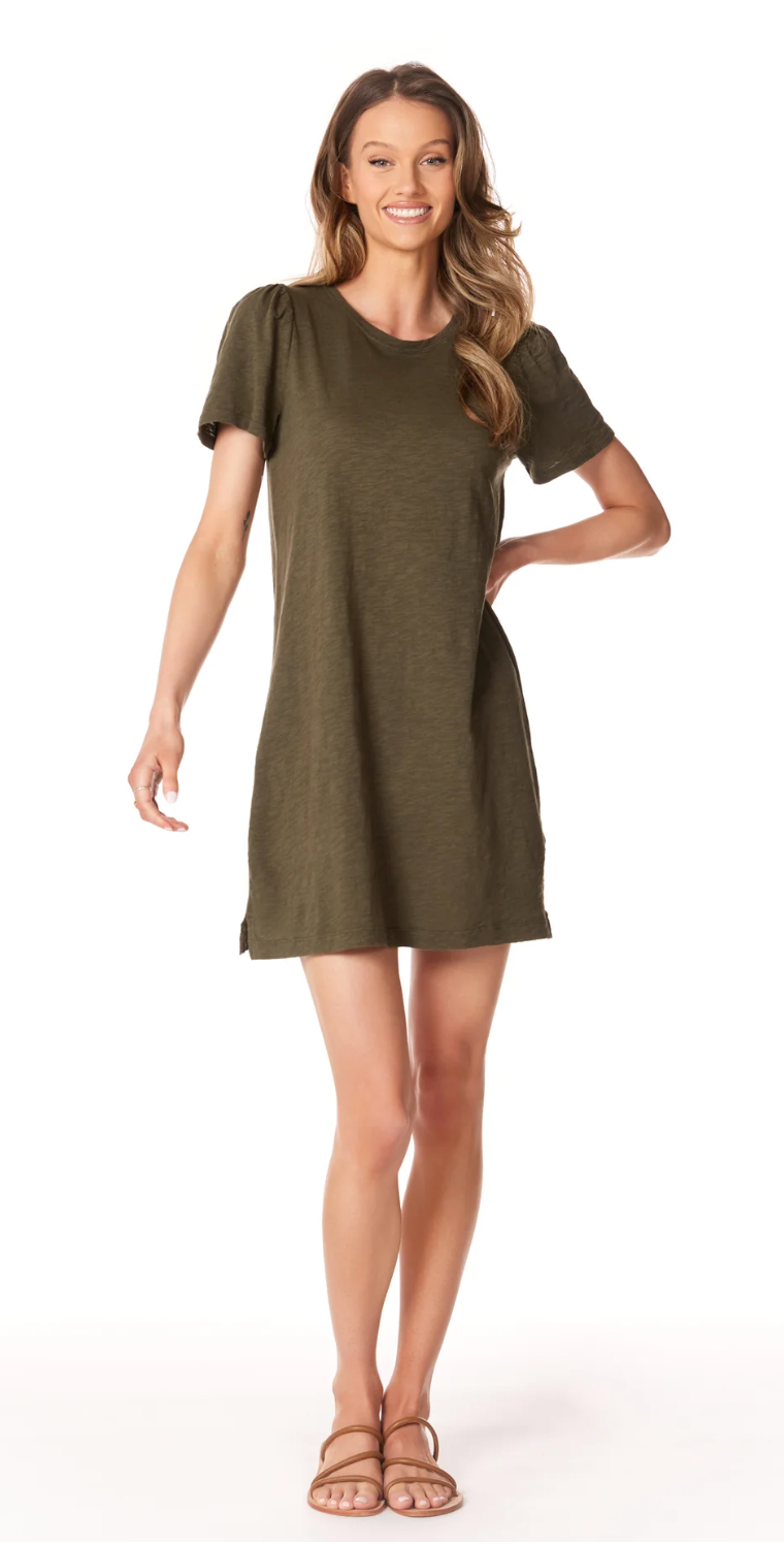 Puff Sleeve T-Shirt Dress in Troops