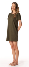 Load image into Gallery viewer, Puff Sleeve T-Shirt Dress in Troops
