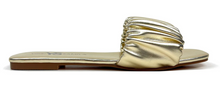 Load image into Gallery viewer, Naomi Ruched Sandal in Gold