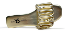Load image into Gallery viewer, Naomi Ruched Sandal in Gold