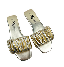 Load image into Gallery viewer, Naomi Ruched Sandal in Gold