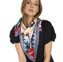 Load image into Gallery viewer, Ciao Amore Blue Square Scarf