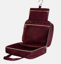 Load image into Gallery viewer, Hanging Cosmetic Bag - Herringbone Plum