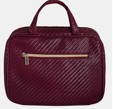 Load image into Gallery viewer, Hanging Cosmetic Bag - Herringbone Plum