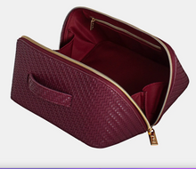 Load image into Gallery viewer, Medium Beauty Bag - Herringbone Plum