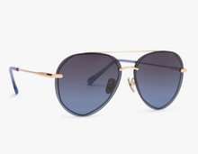 Load image into Gallery viewer, Lenox Aviator Gold + Blue Sunglasses