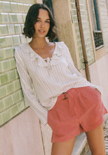 Load image into Gallery viewer, Tie Ruffle Neck Top