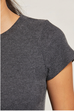 Load image into Gallery viewer, Sweater Rib Short Sleeve Crew Neck