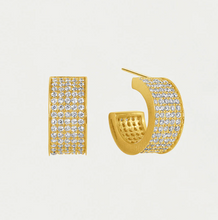 Load image into Gallery viewer, Petite Pave Thick Huggie Hoops