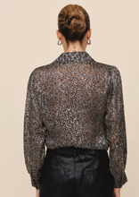 Load image into Gallery viewer, Bishop Sleeve Button up in Silver Leopard