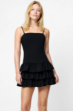 Load image into Gallery viewer, Whisper Tiered Ruffle Mini Dress in Black