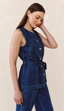 Load image into Gallery viewer, Seamed Belted Denim Vest