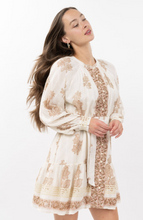 Load image into Gallery viewer, Metallic Trim Paisley Dress