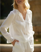 Load image into Gallery viewer, Long Sleeve Tie Neck Ruffle Top