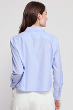 Load image into Gallery viewer, The Long Sleeve Boxy Crop in Thin Blue & White Stripe