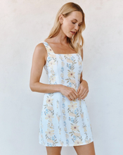 Load image into Gallery viewer, Fitted Smocked Back Mini Dress in Wildflower Stripes