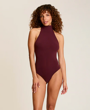 Load image into Gallery viewer, Ballet Turtleneck Halter Bodysuit in Raisin