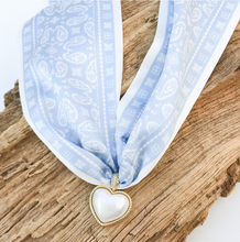 Load image into Gallery viewer, Puff Pearl Heart on Scarf Necklace