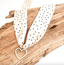 Load image into Gallery viewer, Pearl Open Heart on Scarf Necklace