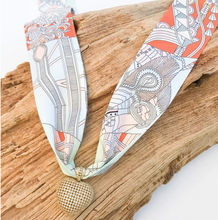 Load image into Gallery viewer, Filigree Heart on Scarf Necklace