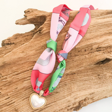 Load image into Gallery viewer, Puff Pearl Heart on Scarf Necklace