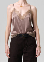 Load image into Gallery viewer, Lace Trimmed Cami in Cocoa