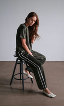 Load image into Gallery viewer, Silk Track Pants in Hunter Green