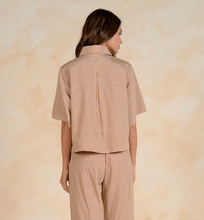 Load image into Gallery viewer, Tan Stripe Button Down Top