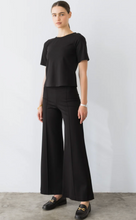 Load image into Gallery viewer, Ponte Knit Extended Short Sleeve Top in Black