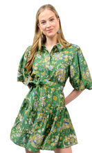 Load image into Gallery viewer, Green Tiered Skirt Dress