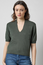 Load image into Gallery viewer, V-Neck Elbow Sleeve Sweater in Balsam