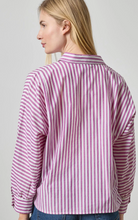 Load image into Gallery viewer, Dolman Sleeve Button Down in Snapdragon Stripe