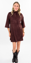 Load image into Gallery viewer, Suede Swing Dress in Eggplant