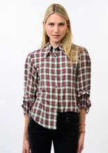 Load image into Gallery viewer, Plaid Balloon Sleeve Top