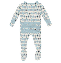 Load image into Gallery viewer, Print Classic Ruffle Footie with Zipper in Natural Hydrangea