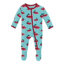 Load image into Gallery viewer, Iceberg Trucks and Trees Print Footie with Zipper
