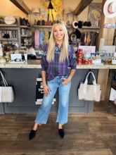 Load image into Gallery viewer, Camilla Ann Purple Plaid Top
