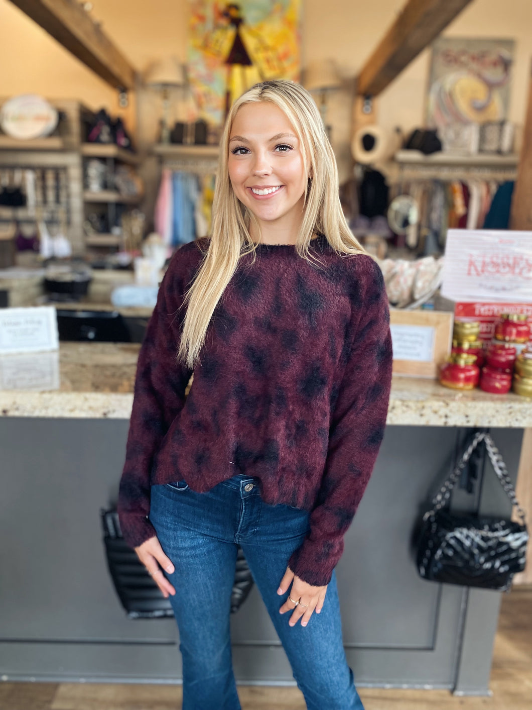Slouchy Sweater in Sangria Cloud