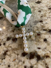 Load image into Gallery viewer, Pearl Cross on Scarf Necklace
