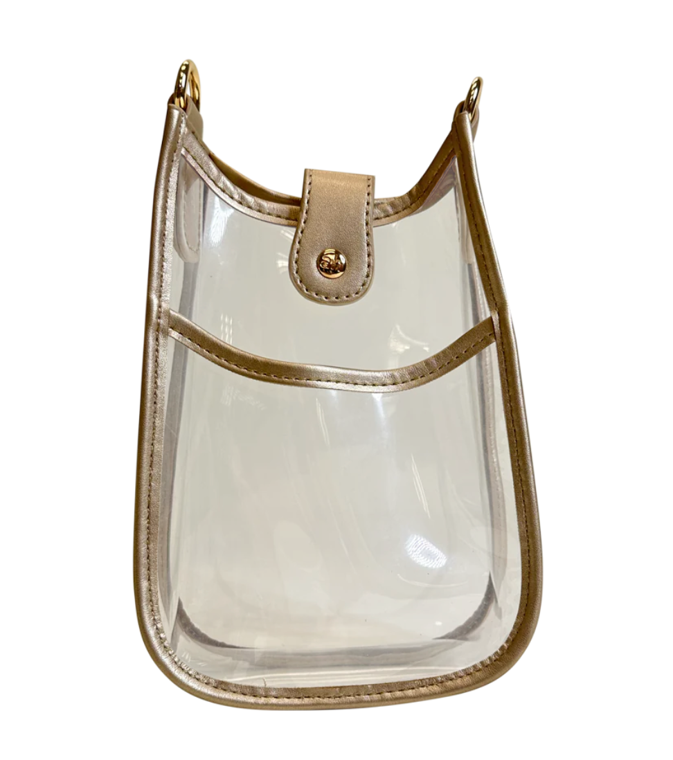 Brenna Clear Phone Messenger Bag in Gold