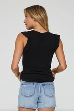 Load image into Gallery viewer, North Trimmed Ruffle Top in Black
