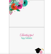 Load image into Gallery viewer, Grad Hat And Flowers Card
