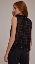 Load image into Gallery viewer, Stippled Plaid Ruffle Neck Tank
