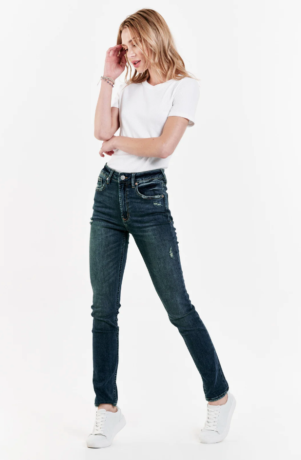 Stella Super High Rise Slim Straight Jean in Bastille