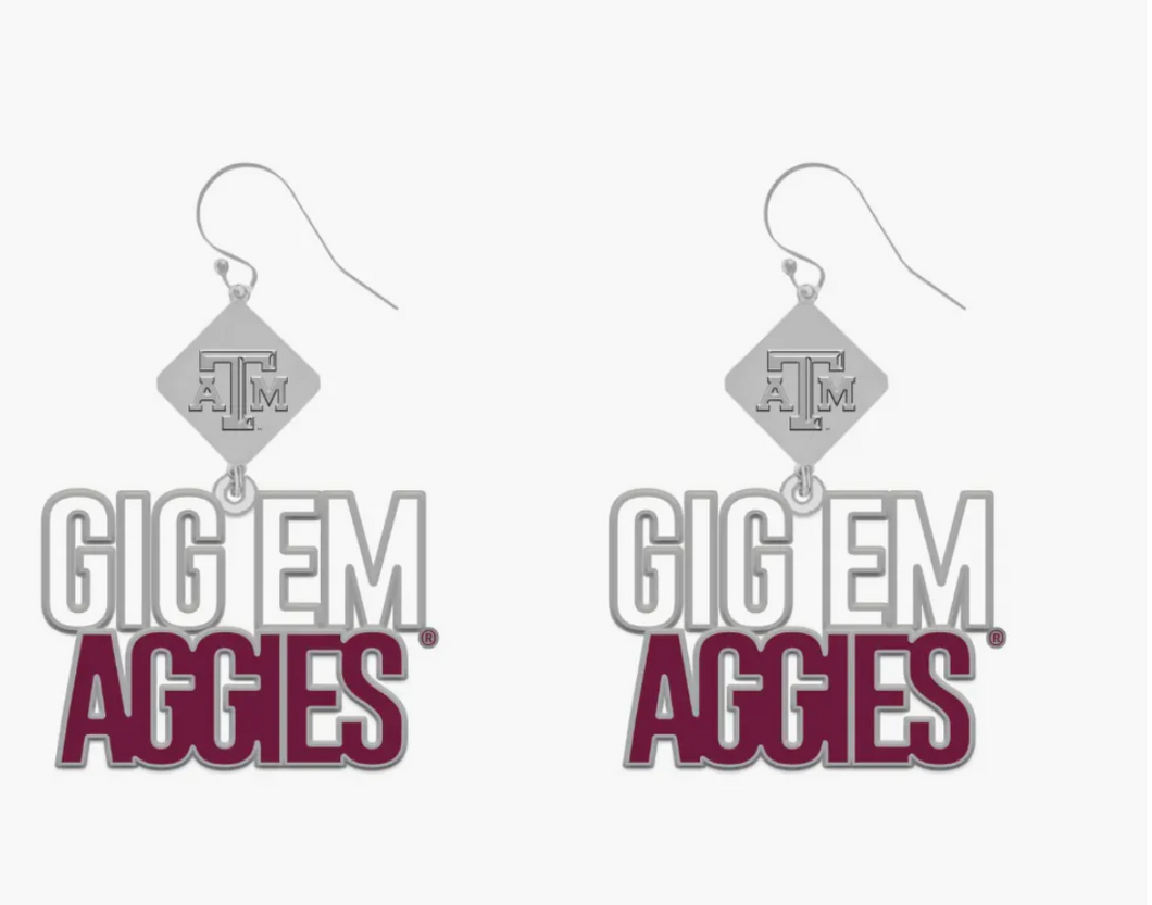 A&M Silver Gig Em Earrings