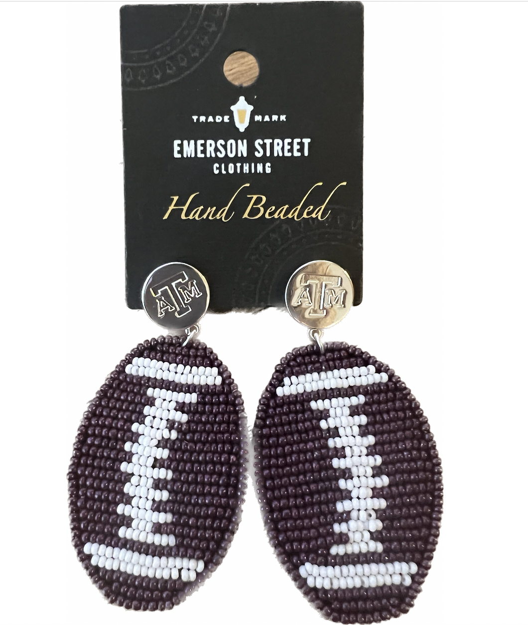 Texas A&M Beaded Football Earrings