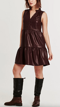 Load image into Gallery viewer, Helena Sleeveless Vegan Leather Dress in Mahogany Woods
