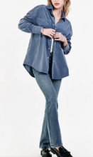 Load image into Gallery viewer, Ora Corduroy Button Front Shirt in Blue Slate
