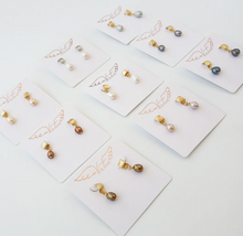 Load image into Gallery viewer, Pearl Semi Hoop Earrings
